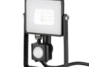 V-TAC PRO Faro LED Chip Samsung 10W con Sensore di Movimento e Crepuscolare e Interruttore Manuale di Bloccaggio Colore Nero 4000K IP65