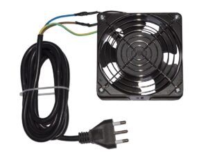 Ventola 120X120X38 220 Volt Colore Nero Con Cavo Mt 2 Spina Italiana Con Griglia