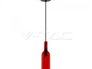 V-TAC VT-7558 Lampadario in vetro a forma di bottiglia con portalampada per lampadine E14 - Colore rosso - SKU 3769