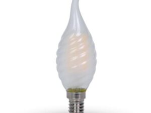 V-TAC VT-1923 Lampadina LED E14 4W Candela fiamma frost twist filamento - Bianco freddo 6400K - SKU 7112