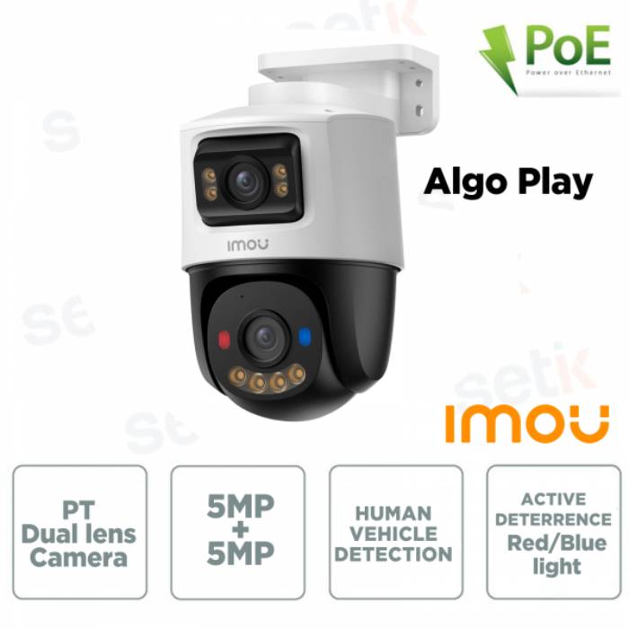 CAMERA POE ALGO 10MP (5MP+5MP PTZ) 3.6MM/IR30/IP66/SD/MIC/110DB AI