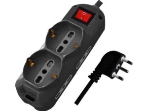V-TAC Multipresa con Cavo 1,5m 4 Prese Laterali 10/16A 2P+T Bipasso 2 Frontali 10/16A 2P+T Bipasso Schuko con Interruttore Spina 16A 2P+T Colore Nero