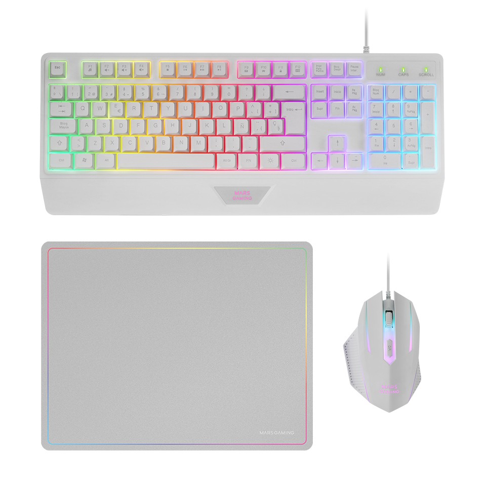Mars Gaming MCP124W tastiera Mouse incluso USB QWERTY Spagnolo Bianco