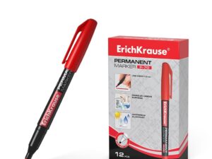 Pennarello permanente Erichkrause P-70 - Punta tonda da 1,0 mm - Resistente all'acqua e alla luce - Colore rosso