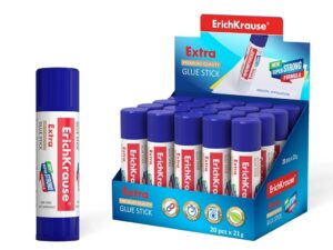 Colla stick Erichkrause Extra - Formula super forte a base di PVP - Consumo economico - Adesione rapida e affidabile - Facile da lavare con acqua - Non tossico - Senza solventi - Resistente al freddo - Ideale per carta, cartone e tessuto - Colore bianco