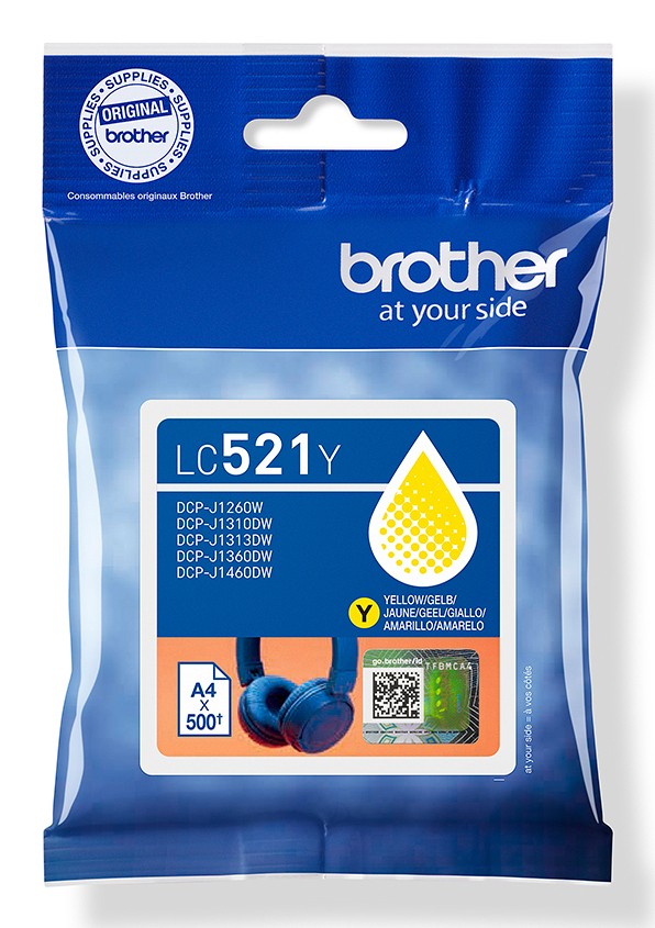 ORIGINALE Brother Cartuccia d'inchiostro giallo LC521Y LC-521Y 500 pagine