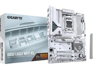 GIGABYTE B850 EAGLE WIFI7 ICE Scheda madre - CPU AMD Ryzen serie 9000, VRM digitale a 8+2+2 fasi, fino a 8200 MHz DDR5 (O.C.), 1x M.2 PCIe 5.0 + 2x M.2 PCIe 4.0, Wi-Fi 7, LAN 2.5 GbE, USB 3.2 Gen 2