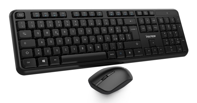 Vultech Tastiera E Mouse Bundle, Wireless, 1600Dpi Regolabili 2,4Ghz